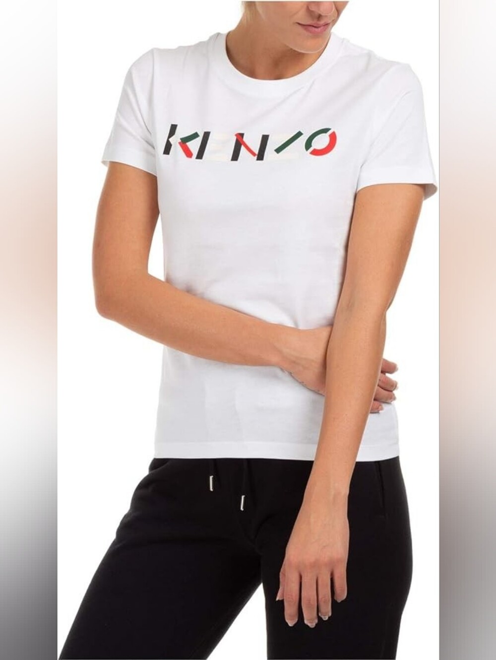 Kenzo Paris Bianco Logo Short Sleeve Crew Neck Cotton T-shirt White Size M